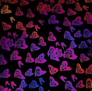 90 Pre Made Etched Pattern #101 Moths, Aurora Borealis Dichroic on Thin Black Glass