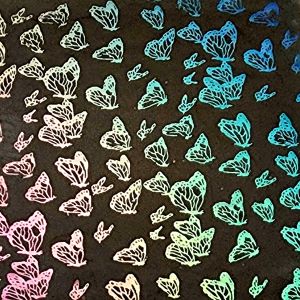 90 Pre Made Etched Pattern #101 Moths, Mixture Dichroic on Thin Clear Glass