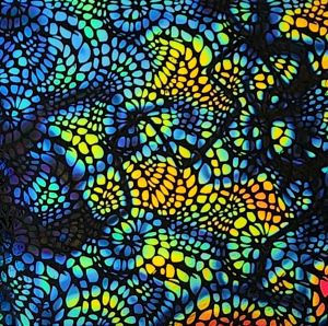 90 Pre Made Etched Pattern #131 Mini Mosaic, Fusion RB2 Dichroic on thin Black Glass