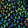 90 Pre Made Etched Pattern #203 Dolphins, Fusion Mixture Dichroic on Thin Black Glass