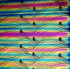 90 Pre Made Etched Pattern #218 Silk Wave, RBA G-Magenta Blue Dichroic on Thin Clear Glass