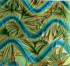 90 Sand Carved Pattern #183 Banana Flower, Twizzle Candy Dichroic on Lt. Green Glass
