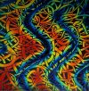 96 Pre Made Etched Pattern #036 Twisted, Twizzle Candy Dichroic on Thin Black Glass