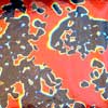 96 Exotic Cyan Dark Red Splatter on Thin Black