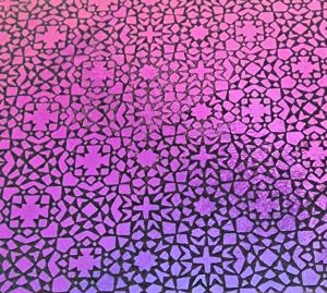 90 Pre Made Etched Pattern #031 Star Field, G-Magenta Dichroic on Thin Black Glass