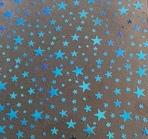 90 Pre Made Etched pattern #097 Stars, Aurora Borealis Cyan Copper Dichroic on Thin Black Glass
