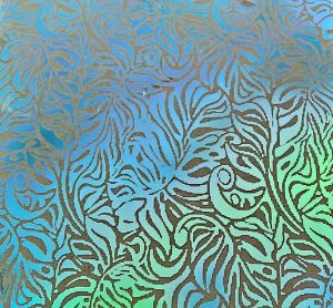 90 Pre Made Etched Pattern #178 Philodendron, Aurora Borealis Pink Teal Dichroic on Vintage  FX Thin Clear Glass
