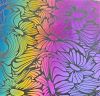 90 Pre Made Etched Pattern #194 Dancing Sunflowers, RBD G-Magenta Dichroic on Vintage FX Clear Glass