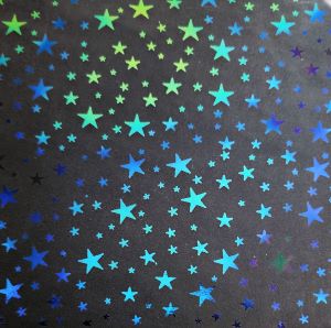 90 Pre Made Etched pattern #097 Stars, Cool Lava (Cool Side) CBS Dichroic on Thin Clear Glass