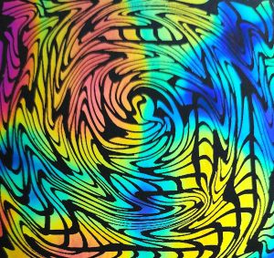 90 Pre Made Etched Pattern #116 Vortex #2, Cool Lava CBS Dichroic on Thin Black Glass