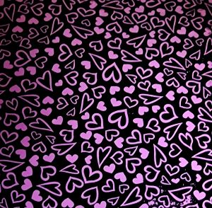 90 Pre Made Etched Pattern #222 Dancing Hearts, Green Pink Dichroic on Thin Black Glass