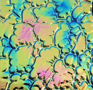 90 Aurora Borealis Green Pink CBS Dichroic on Figure C Thin Clear Glass