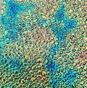 90 Aurora Borealis Salmon Dichroic on Dew Drop Thin Clear Glass