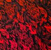 90 Pre Made Etched Pattern #231 Flames, Cyan Dark Red CBS Dichroic on Thin Black Glass