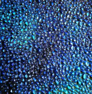 90 Crinklized Aurora Borealis R-Silver Blue CBS Dichroic on Dew Drop Thin Clear Glass