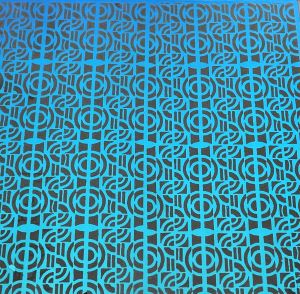 90 Pre Made Etched Pattern #021 Broken Circles, P-Teal CBS Dichroic on Thin Clear Glass