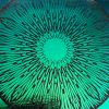 90 Pre Made Etched Pattern #044 Large Mandala, M-Green Dichroic on Thin Clear Glass