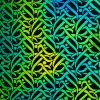 90 Pre Made Etched Pattern #064 Swimmers, Aurora Borealis Blue Gold Dichroic on Thin Black  Glass