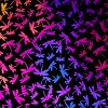90 Pre Made Etched Pattern #089 Dragonflies, Aurora Borealis G-Magenta Blue Dichroic on Thin Black Glass