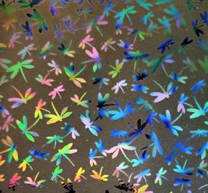 90 Pre Made Etched Pattern #089 Dragonflies, Corkscrew CBS Dichroic on Thin Clear Glass