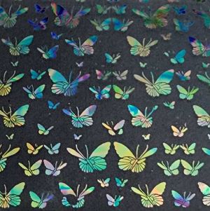 90 Pre Made Etched Pattern #094 Small Butterflys, Fusion Mixture Dichroic on Thin Clear Glass