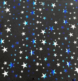 90 Pre Made Etched pattern #097 Stars, RBA R-Silver Dichroic on Thin Black Glass