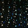 90 Pre Made Etched pattern #097 Stars, Rainbow A Red Silver Dichroic on Thin Black Glass