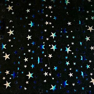 90 Pre Made Etched pattern #097 Stars, Rainbow A Red Silver Dichroic on Thin Black Glass