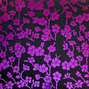 96 Pre Made Etched Pattern #127 Cherry Blossoms, G-Magenta Dichroic on Thin Clear Glass
