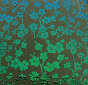 90 Pre Made Etched Pattern #127 Cherry Blossoms, Mag-Green Dichroic on Thin Clear Glass