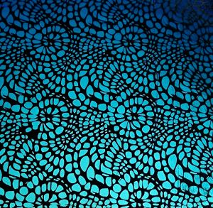 90 Pre Made Etched Pattern #131 Mini Mosaic, R-Silver Blue Dichroic on Thin Black Glass