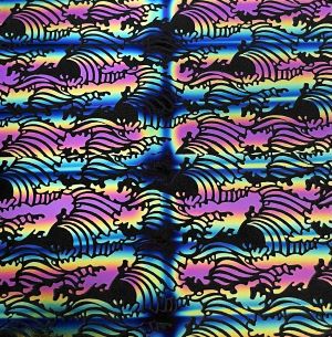 90 Pre Made Etched Pattern #133 Waves, RBA G-Pink CBS  Dichroic on Thin Black FX Glass