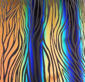 90 Pre Made Etched Pattern #138 Wood Grain, RBB Salmon Dichroic on Thin Clear Glass