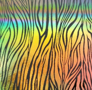 90 Pre Made Etched Pattern #138 Wood Grain, Tropical Sunset Dichroic on Thin Black Glass