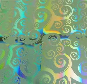 90 Pre Made Etched Pattern #140 Curly Waves, Tropical Rays 2" Dichroic on Thin Clear Glass
