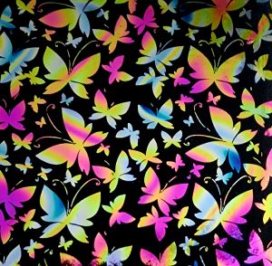 90 Pre Made Etched Pattern #144 Mixed Butterflies, Twiz G-Magenta Dichroic on Thin Black Glass