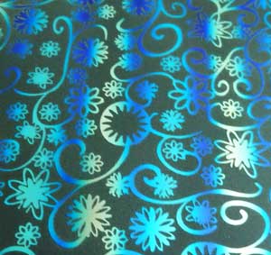 90 Pre Made Etched Pattern #149 Mid-Century Flowers, RBA Silver Dichroic on Thin Black Glass