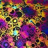 90 Pre Made Etched Pattern #155 Gears, Fusion G-Magenta Dichroic on Thin Clear Glass
