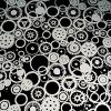 90 Pre Made Etched Pattern #155 Gears, R Silver Dichroic on Thin Black Glass