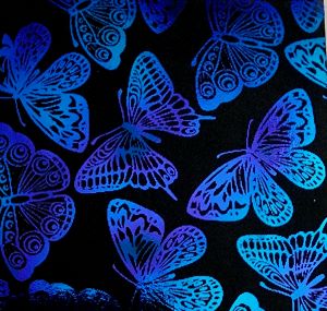90 Pre Made Etched Pattern #160 Giant Moths, Aurora Borealis P-Teal Dichroic on Thin Black Glass