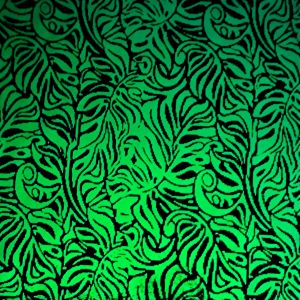 90 Pre Made Etched Pattern #178 Philodendron, Emerald Dichroic on Thin Black Glass