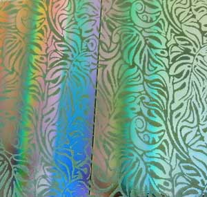90 Pre Made Etched Pattern #178 Philodendron, Tropical Rays 2" Dichroic on Thin Clear Glass