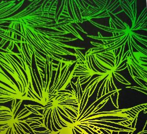 90 Pre Made Etched Pattern #183 Banana Leaf, Emerald CBS Dichroic on Thin Black Glass