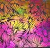 90 Pre Made Etched Pattern #194 Dancing Sunflowers, Aurora Borealis G-Magenta Dichroic on Thin Clear Glass