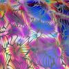 90 Pre Made Etched Pattern #194 Dancing Sunflowers, Cool Lava Dichroic on Vintage FX Clear Glass