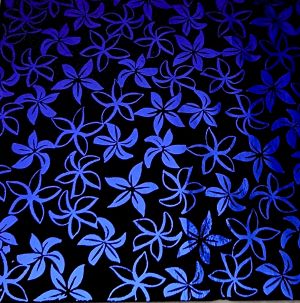 90 Pre Made Etched Pattern #207 Pointed Plumeria , Crinkle Purple Dichroic on Black Glass