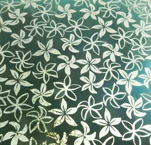 90 Pre Made Etched Pattern #207 Small Pointed Plumeria, Silver Dichroic on Thin Steel Glass