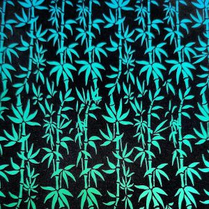 90 Pre Made Etched Pattern #213 Small Bamboo, M-Green CBS Dichroic on Thin Black Glass