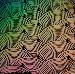 90 Pre Made Etched Pattern #218 Silk Wave, RB2 Dichroic on Thin Black Glass