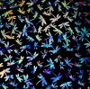 90 Pre Made Etched Pattern #089 Dragonflies, Fusion Mixture Dichroic on Thin Black Glass